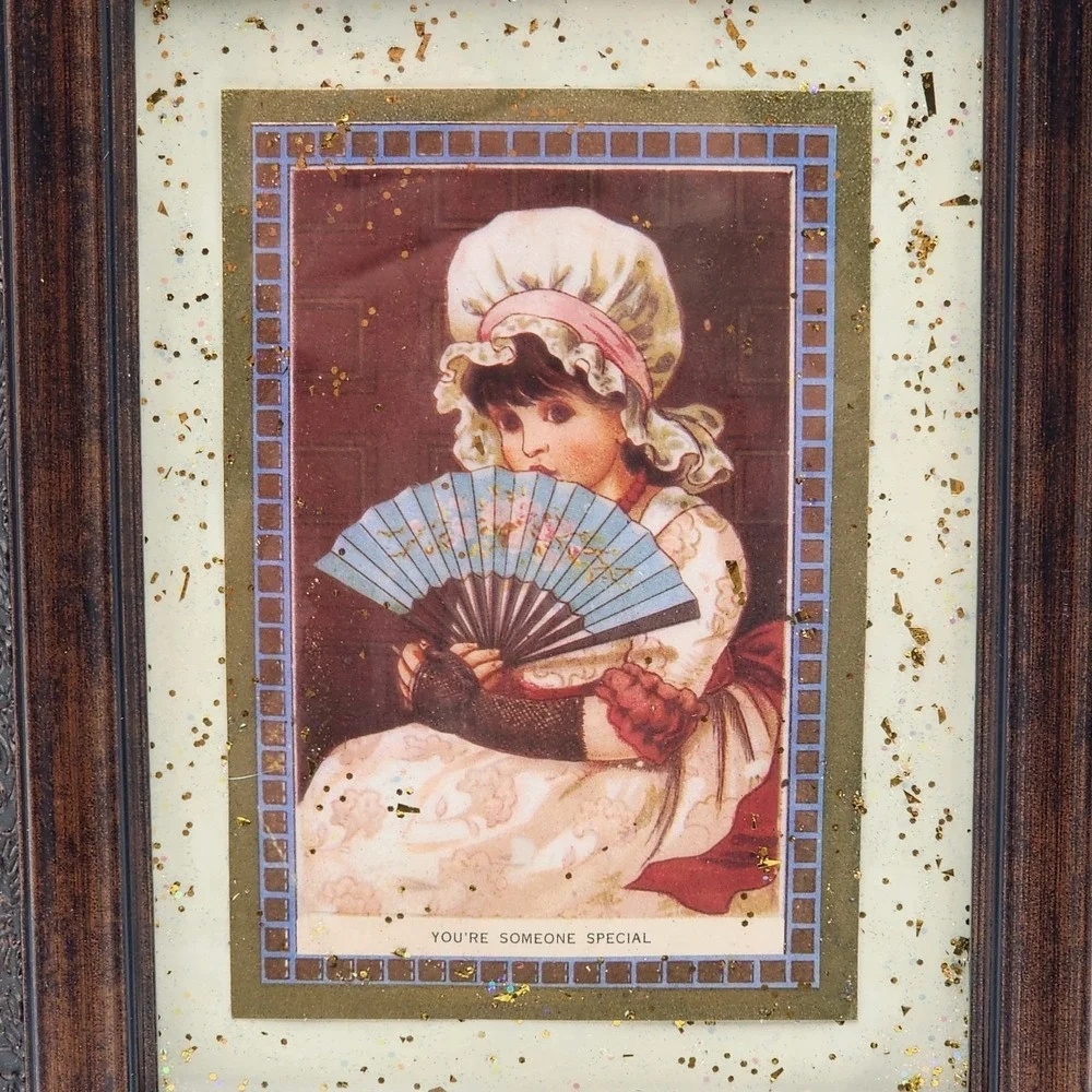 Vintage Ornate Antique Bronze Tone Frame Raised Floral Accent Victorian Girl 5x7